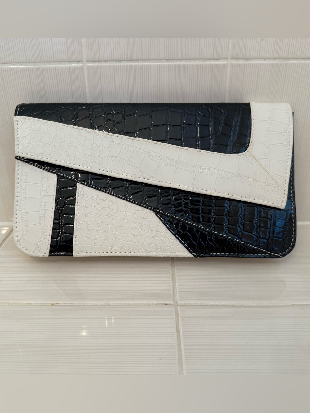 Oversized Black and White Clutch - Unbranded